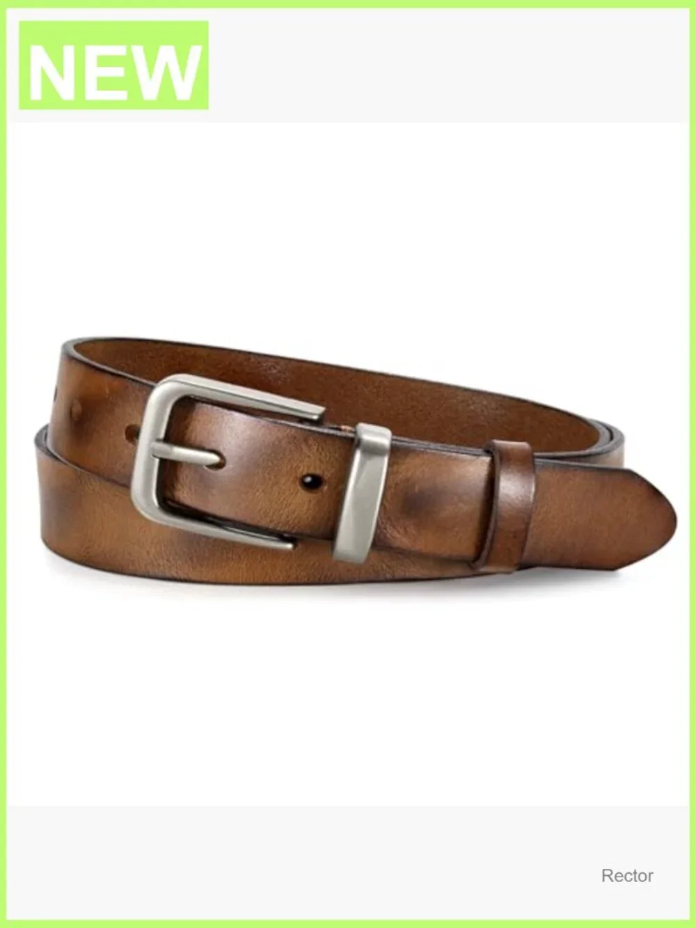 Genuine Leather Belt with Vintage Metal Buckle Full Grain Cowhide